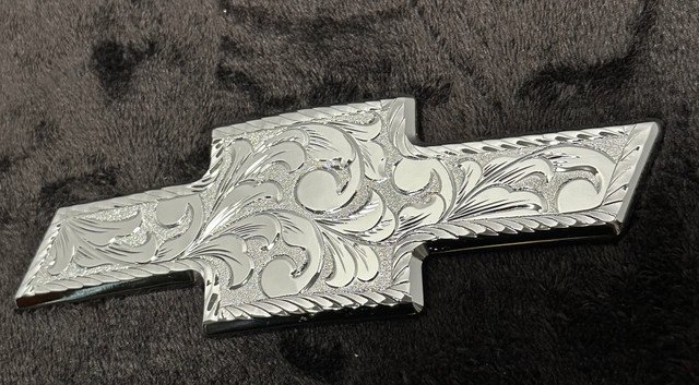 Hand Engraved Chrome Plated Front Chevy Bowtie (1988-1993)