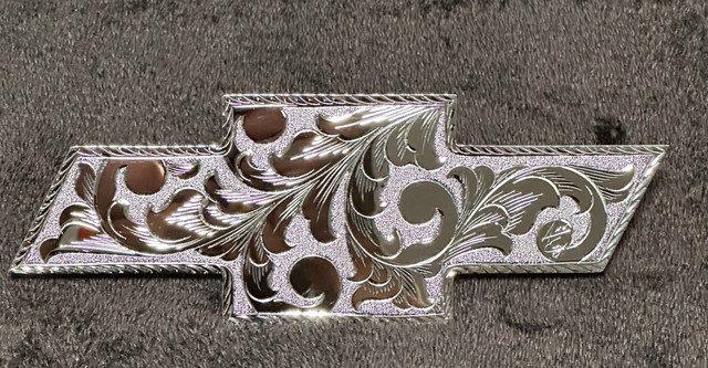 Hand Engraved Chrome Plated Front Chevy Bowtie C10