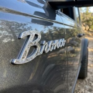 FORD BRONCO VINTAGE SCRIPT FENDER BADGES (PAIR)