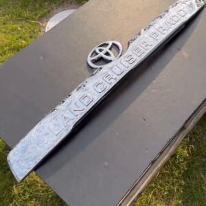 Engraved Chrome Rear Tailgate Garnish Strip & Toyota Emblem Set – Toyota Land Cruiser Prado