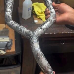 Custom Hand-Engraved Chrome Mini Bike Exhaust Pipe