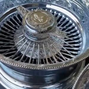 Engraved Chrome Wire Wheels Set with Engraved Knock-Off Caps (72-Spoke / 100-Spoke)